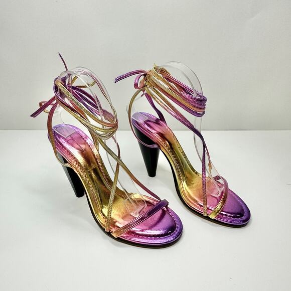 Isabel Marant Aliza 40/US 10 Strappy Ombre Metallic Pink Heel Sandals - Picture 2 of 12